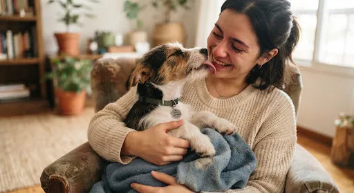 Perrito rescatado agradecido